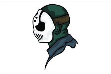 illustration of serial killer man in a helmet