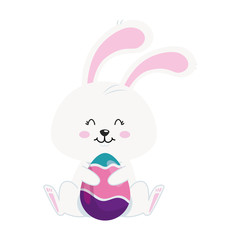 Obraz na płótnie Canvas cute rabbit with egg easter isolated icon vector illustration design