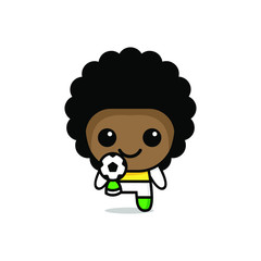 cute kawaii football soccer character logo icon design vector illustration
