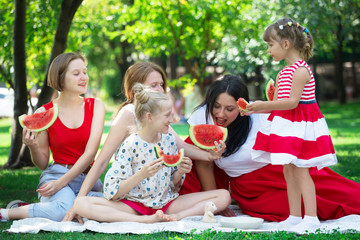 happy family at a picnic