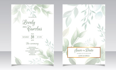Fototapeta na wymiar Set of cards with floral decoration. greenery wedding invitation template design
