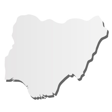 recommend clip art: Nigeria - grey 3d-like silhouette map of country area with dropped shadow. Simple flat vector illustration