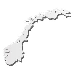 Norway - grey 3d-like silhouette map of country area with dropped shadow. Simple flat vector illustration