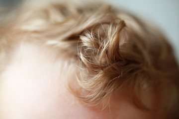Close up detail of hair curl of child