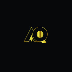 Creative Professional Trendy and Minimal Letter AQ Logo Design in Black and Gold Color , Initial Based Alphabet Icon Logo in Editable Vector Format