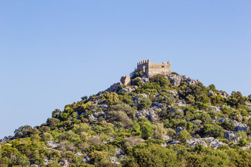 Mountain scene on Likya Yolu way in Turkey, autumn hiking
