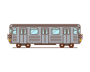 Subway train, side view, isolated on white background.