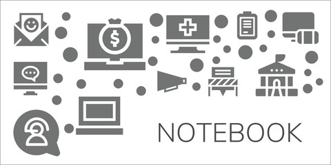 Modern Simple Set of notebook Vector filled Icons