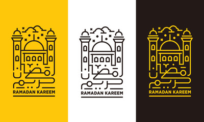 Line art ramadan kareem arabic islamic calligraphy - vector - obrazy, fototapety, plakaty