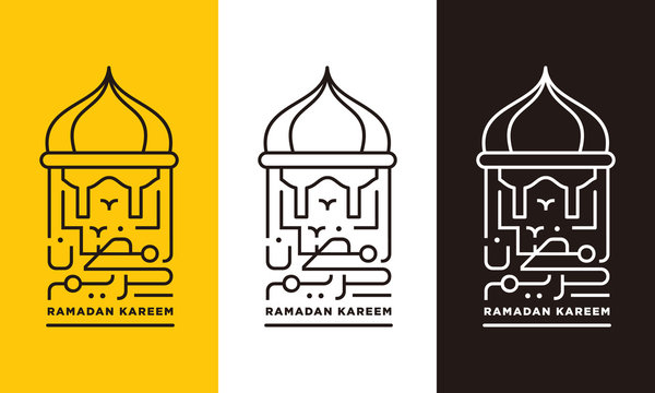 Line art ramadan kareem arabic islamic calligraphy - vector