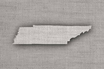 Karte von Tennessee auf altem Leinen