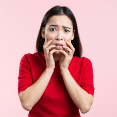 Portrait of asian female worried