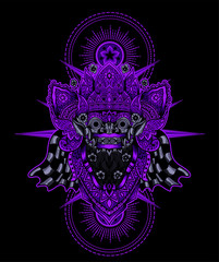 Barong mask with geometric pattern,balinese traditional culture-vector illustration art