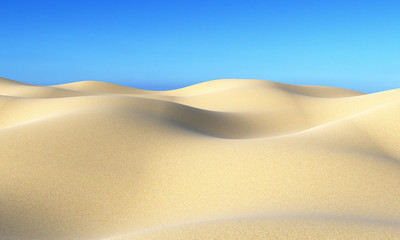 Fototapeta na wymiar Smooth sand dunes with hills under blue sky