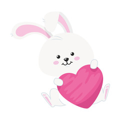 cute rabbit with heart isolated icon vector illustration design