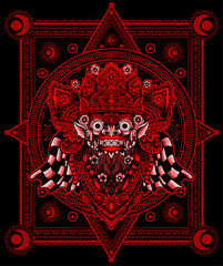 Barong mask with geometric pattern,balinese traditional culture-vector illustration art