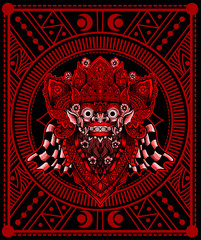 Fototapeta premium Barong mask with geometric pattern,balinese traditional culture-vector illustration art