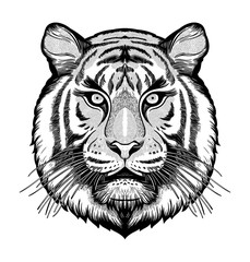 Tiger portrait. Dreamy magic art. Power symbol . Isolated vector illustration. Great outdoors, tattoo and t-shirt design.