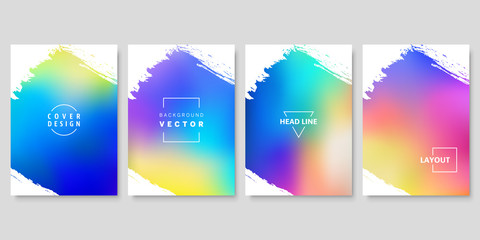 Set of Colorful Gradient Backgrounds with Brush Strokes. Vector Cover Design Templates.