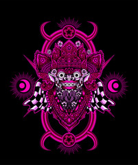 barong head with geometric pattern(balinese traditional culture)-Vector