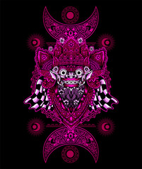 barong head with geometric pattern(balinese traditional culture)-Vector