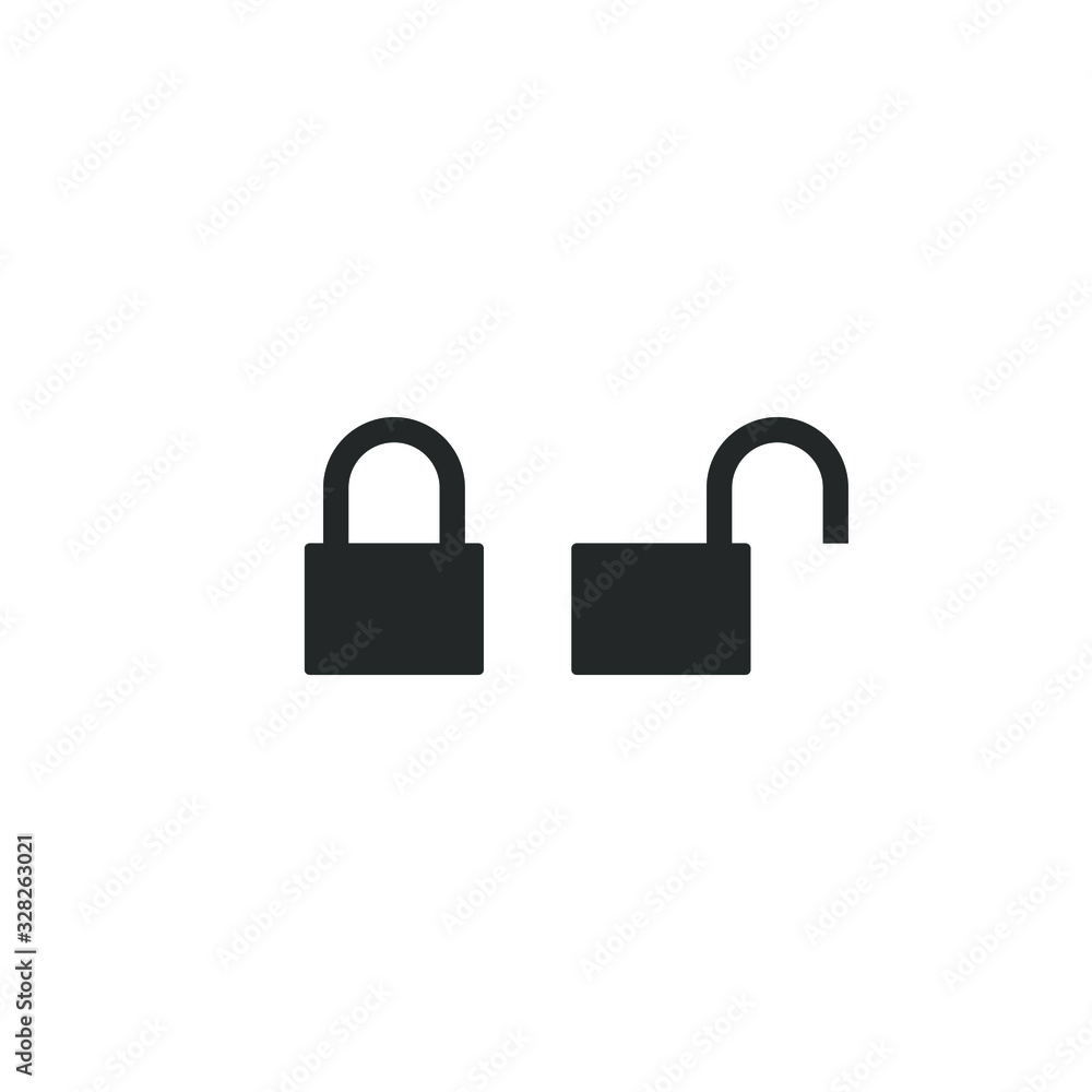 Poster lock and unlock icon symbol. padlock open and closed sign. security access logo. vector illustration