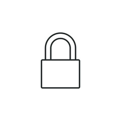 Lock icon symbol. Padlock sign. Security access logo. Vector illustration image. Outline shape isolated on white background.