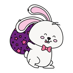 cute rabbit with egg easter isolated icon vector illustration design