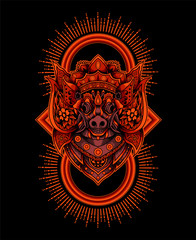 vector illustration Barong bangkung head(traditional balinese culture)