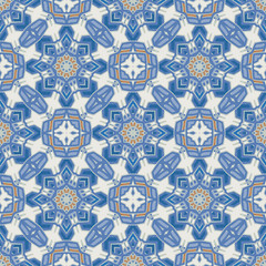 Fototapeta na wymiar Creative color abstract geometric pattern in blue, vector seamless, can be used for printing onto fabric, interior, design, textile, pillows