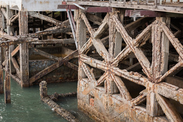 Reinforced concrete have cracked and rusty in steel structure in caused by salt in the sea