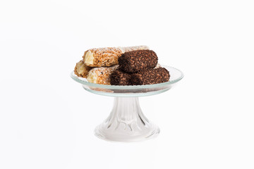 Cannoli di Pasta frolla (Mürbeteigrolle mit Amaretto, Kokos, Schokolade - Pasticceria, Konditorei)