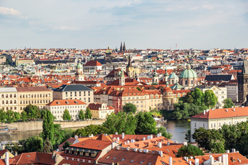Naklejka na ściany i meble Panorama of Prague, the capital of the Czech Republic.