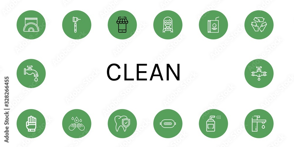 Poster clean simple icons set