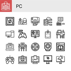 pc simple icons set