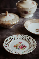 Still life of antique vintage porcelain