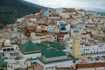 Panoramic view of the holy city of Moulay Idris in the Middle Atlas of Morocco