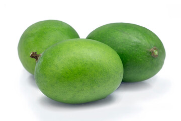 set of raw green mangoes