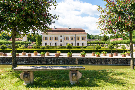 State castle Kratochv&iacute;le, picturesque renaissance residence surrounded by a moat and park, situated near Netolice, south Bohemia, Prachatice district, Czech Republic