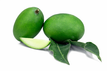 raw green mango with mango slice