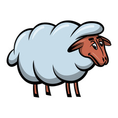Cute cartoon sheep vector illustration isolated on white