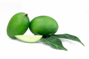 raw green mango with mango slice