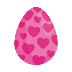 cute egg easter decorated with hearts vector illustration design