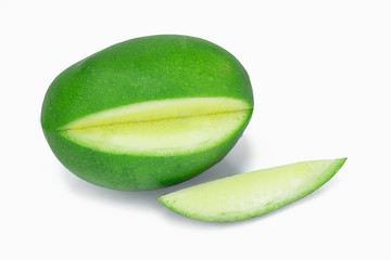 raw green mango with mango slice