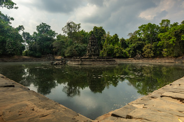 Sight of the Prasat Neak Pean temple at Angkor archaeological park