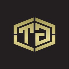TG Logo monogram with hexagon shape and piece line rounded design tamplate on gold colors