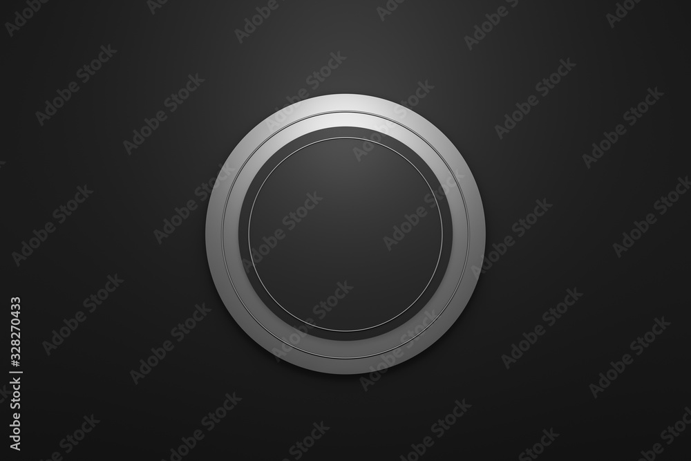 Poster blank logo frame with modern style on black background. empty template for design emblem and round s