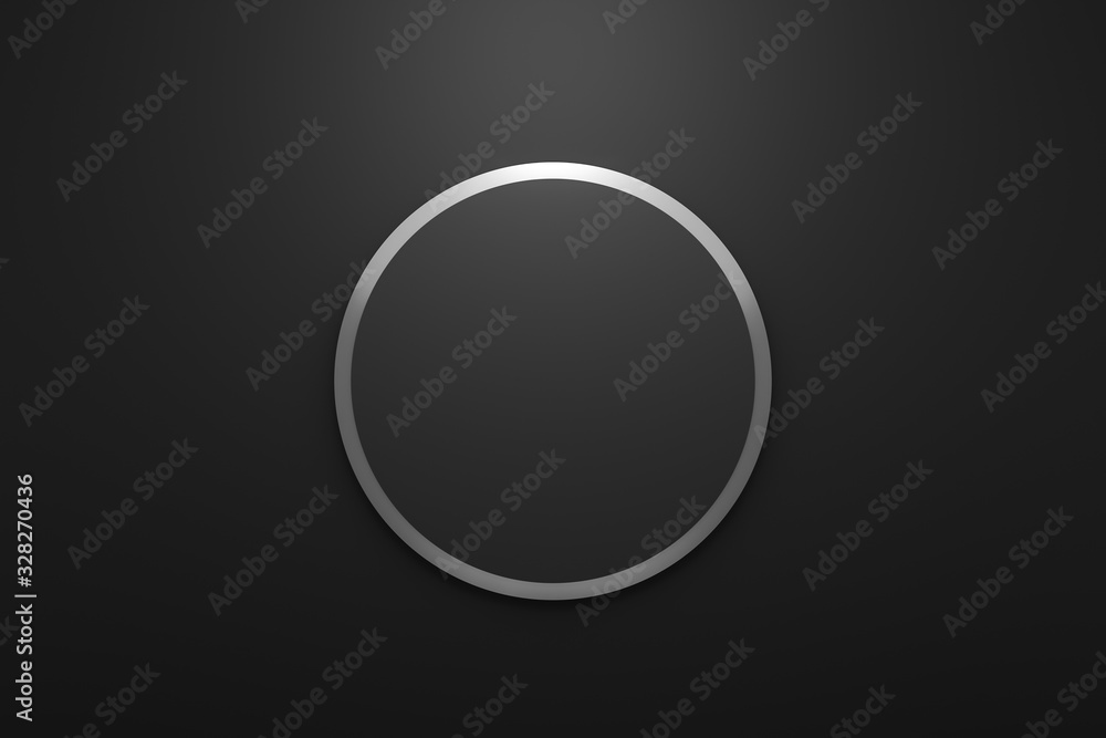 Poster blank logo frame with modern style on black background. empty template for design emblem and round s