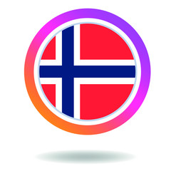 Flag of Norway. Round icon for social networks. Ideal for bloggers. Bright design. Vector
