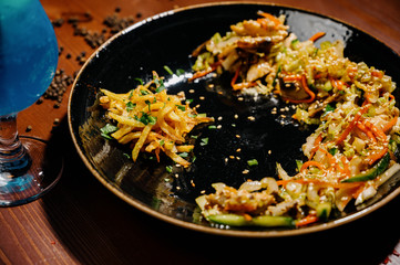 a dish of fried pieces of vegetables on a plate